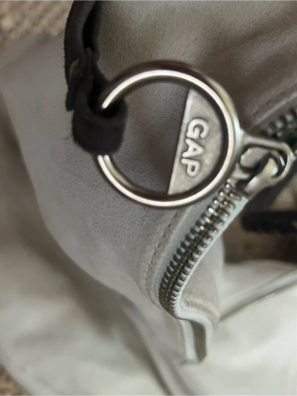 Vintage GAP Suede Hobo Bag | White/Taupe Slouch Shoulder Purse